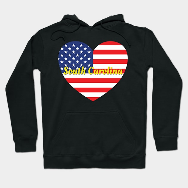 South Carolina American Flag Heart Hoodie by DPattonPD